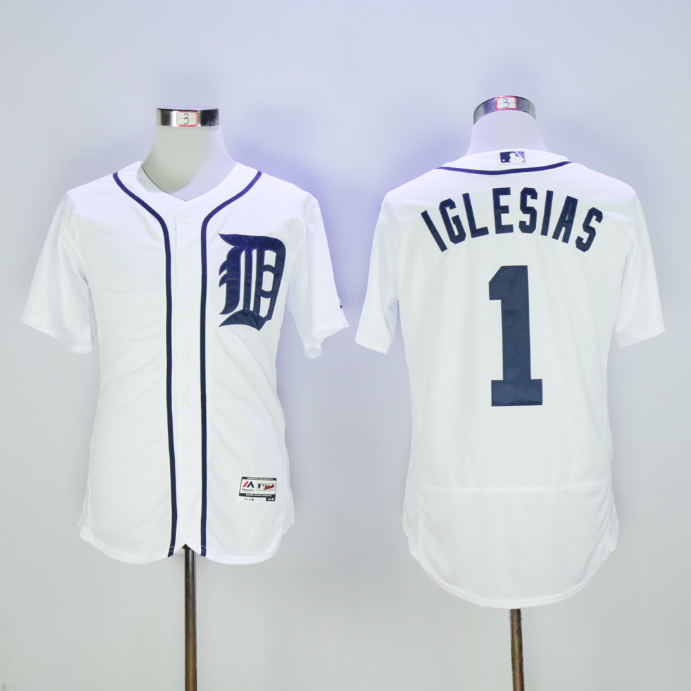 Men Detroit Tigers #1 Iglesias White MLB Jerseys